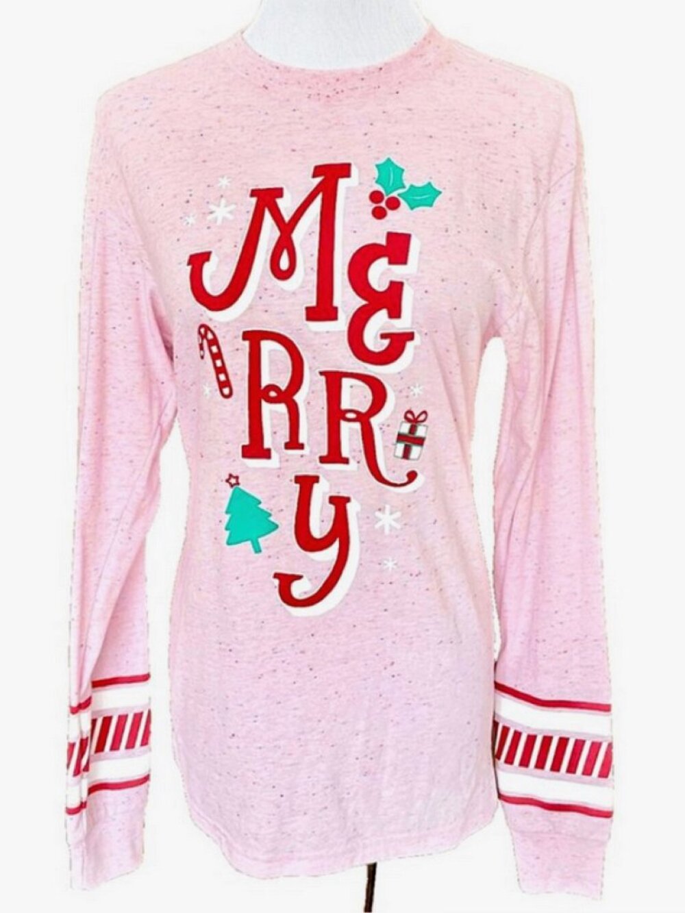NWT! NEW! JADELYNN BROOKE MERRY CHRISTMAS CANDY CANE HOLIDAY TEE T-SHIRT SIZE XS